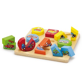 Viga Toys - Puzzle - formes géométriques - véhicules